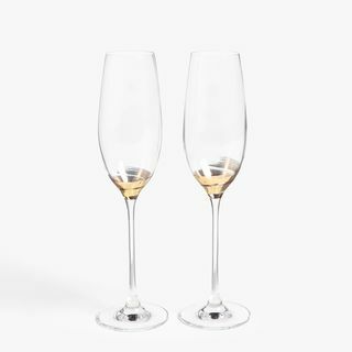 Flute da champagne John Lewis & Partners con stelo a spirale, 240 ml, trasparente / dorato