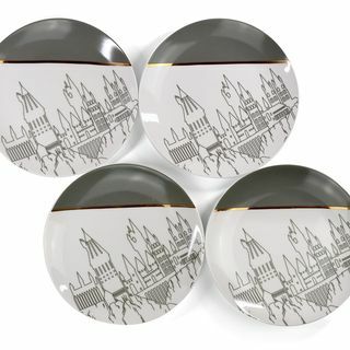 Collezione di piatti in ceramica bianca e grigia di Hogwarts 