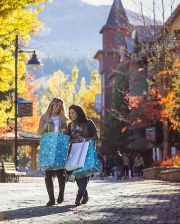 due amiche entusiaste dello shopping durante la stagione del ringraziamento