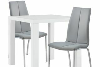 Tavolo Argos Home Lyssa bianco lucido e 2 sedie Milo grigie