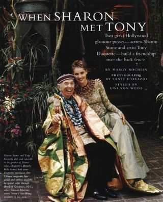 tony duquette e sharon stone fotografati a dawnridge per il numero di ottobre 1999 di town country