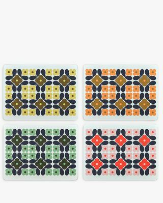 Tovagliette in piastrelle Orla Kiely Flower, set di 4, Multi