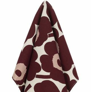 Asciugamano da cucina Marimekko Pieni Unikko in cotone bordeaux rosa