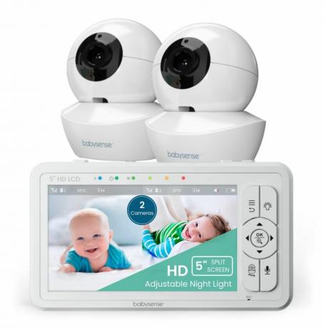 Baby monitor video HD a schermo diviso con due telecamere e telecomando