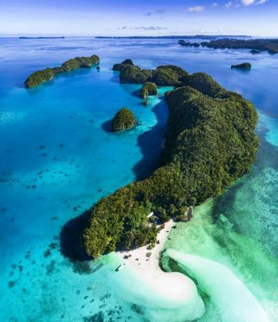 Vista aerea Isole Palau e banco di sabbia con la bassa marea