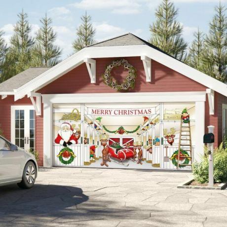 Murale della porta del garage del granaio delle renne di Babbo Natale