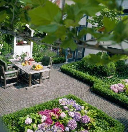 Vista dall'alto di un grazioso giardino interno