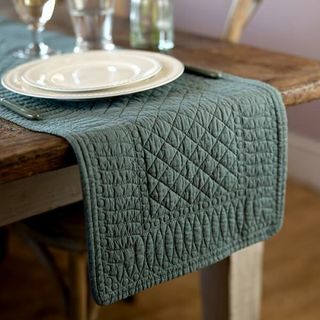 Runner da tavola in cotone Mary Berry Signature verde mare