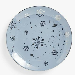 Piatto laterale in gres Snow, 20 cm, blu