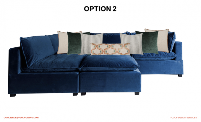 un divano blu con uno sfondo bianco