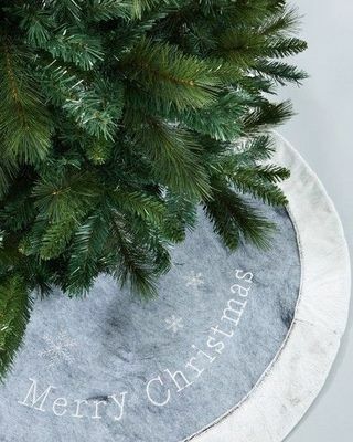 Gonna albero di Natale in pelliccia sintetica grigia