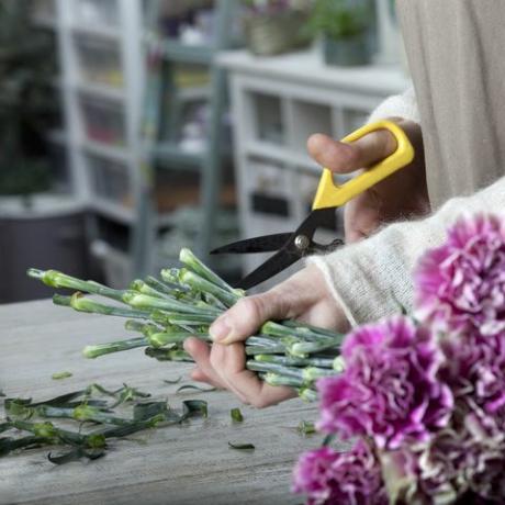 fiore da taglio fiorista con cesoie da potatura