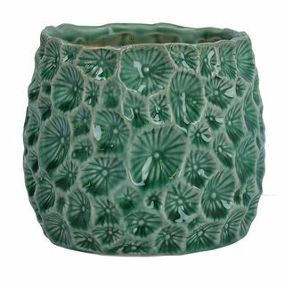 Vaso per piante a cratere in ceramica verde