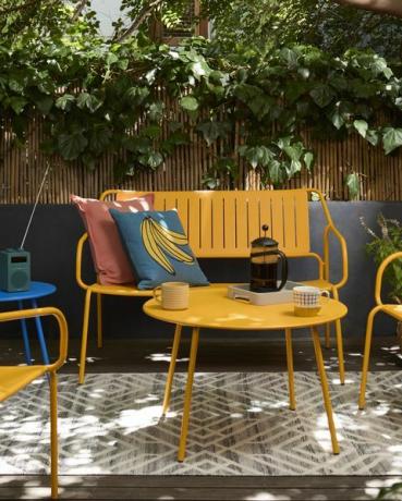 anyday brights divano da giardino in metallo a 2 posti giallo melone, ﻿john lewis