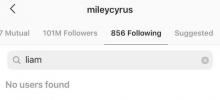 Miley Cyrus non segue Liam Hemsworth e Kaitlynn Carter su Instagram