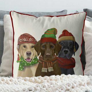 Labrador invernali, cuscino di Natale