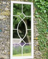 Specchio da giardino alto rettangolare in metallo color crema