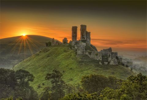 Corfe Castle, Dorset, Inghilterra