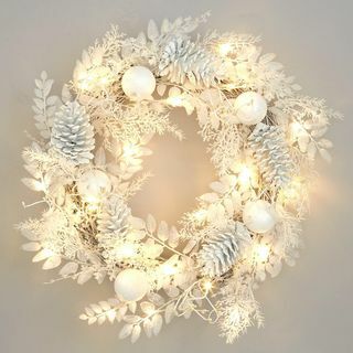 Ghirlanda di Natale bianca invernale pre-illuminata