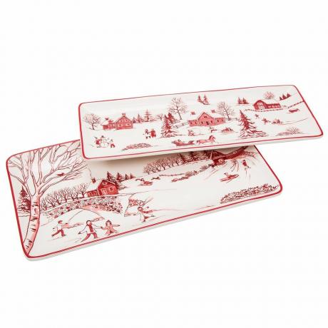 Toile De Jouy Winter Wonderland Piatti da 14 pollici, set di 2