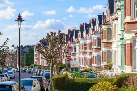 Case a schiera inglesi tipiche in West Hampstead, Londra