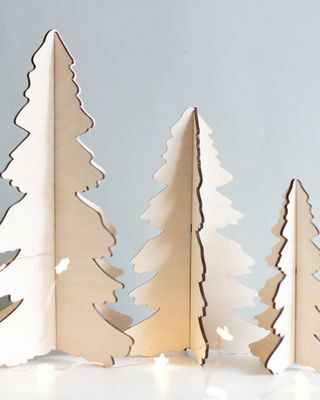 Set Di Tre Alberi Di Natale In Legno Alternativi