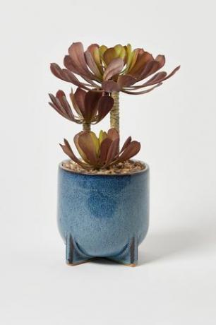 Vaso per piante con piedi in ceramica blu Abuo medio