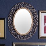 Specchio da parete ovale in rattan