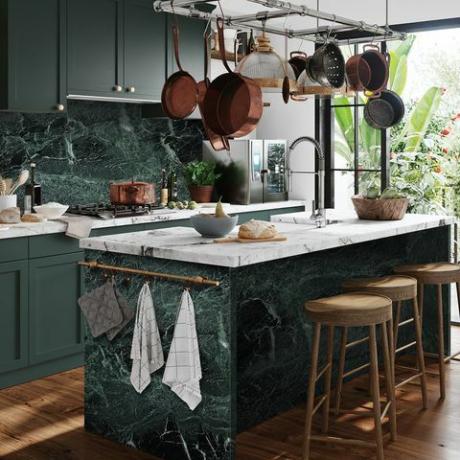 design moderno della cucina, cucina in marmo verde tinos, al prezzo di £ 600 al m2, cullifords