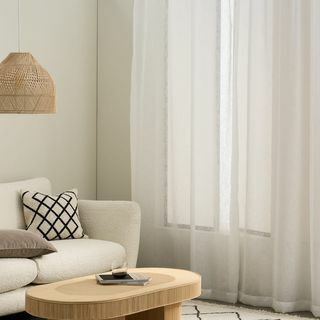 Mateu Sheer Linen Look Coppia di Tende, 140 x 260 cm, Bianco