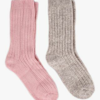 totes Calzini alla caviglia in misto cashmere, confezione da 2, grigio rosa