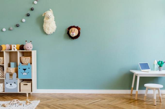 elegante design scandinavo della stanza del bambino interno del concetto di arredamento per la casa del modello di stanza dei bambini