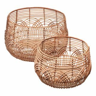 Set di 2 cestini in rattan naturale 