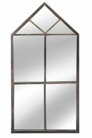 Specchio da giardino in vetro con visiera rinascimentale in metallo