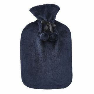 Borsa dell'acqua calda in pelliccia sintetica blu scuro