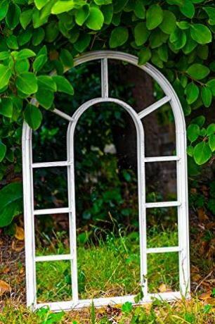 Specchio ad arco grande decorativo in metallo bianco
