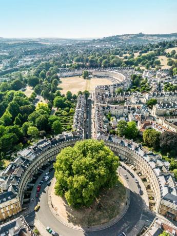 la città di Bath e il circo da una prospettiva dall'alto